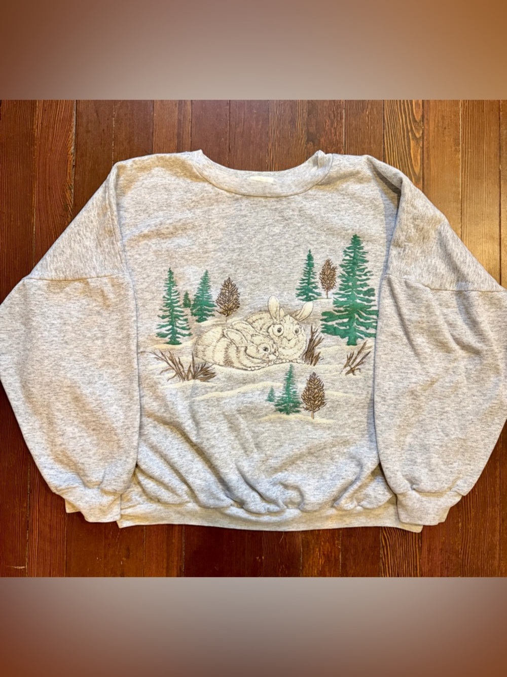 Vintage Winter Bunny Sweatshirt - L